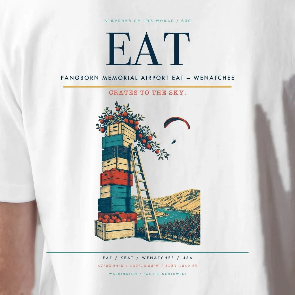 Pangborn Memorial Airport (EAT) double-side t-shirt design close-up cover