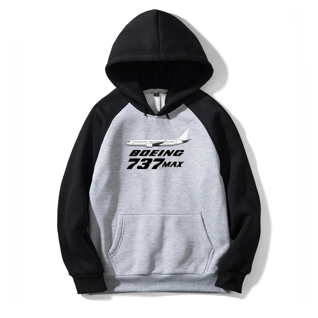 The Boeing 737Max aviation design on colourful cotton blend colourful hoodie.