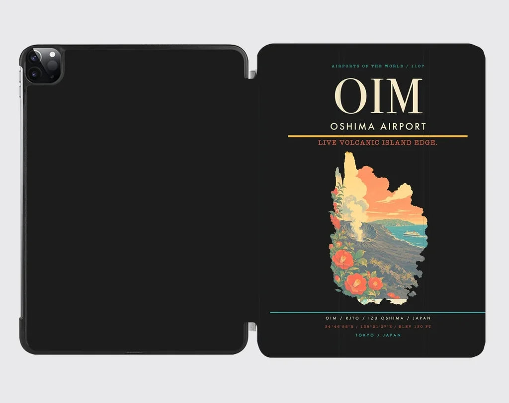 Oshima Airport (OIM) design on black ipad tablet case