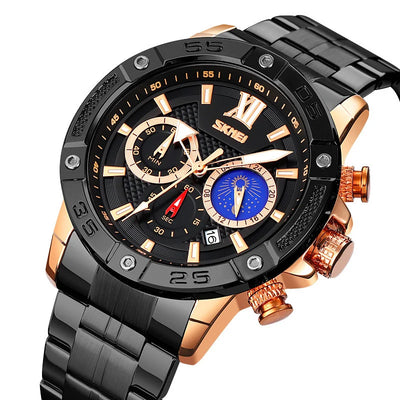Multifunctional Trendy Electronic Watch Six Time Outdoor Sports Watch aviation stainless steel accessory in stainless steel.