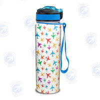 Thumbnail for Cheerful Seamless Airplanes Sports aviation design on sport kettle, insulated bottle with sport spout.
