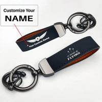 Thumbnail for Side view of I'D Rather Be Flying aviation horseshoe-buckle key chain in polished metal alloy, polished finish.