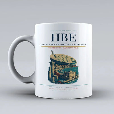 El Arab Airport HBE — Alexandria Mug design on white borg