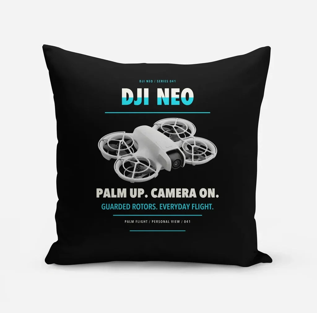 DJI Neo design on black pillow