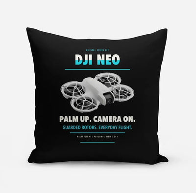DJI Neo design on black pillow