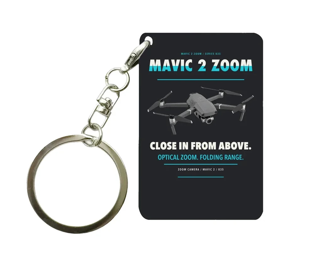 DJI Mavic 2 Zoom Key Chain design on black key chain