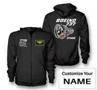 Thumbnail for Boeing 737 Engine & CFM56 aviation design on soft cotton blend zipped hoodie.