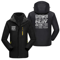 Thumbnail for Airline Pilot Label aviation design printed on heavyweight insulated shell with snow cuffs thick ski jacket.