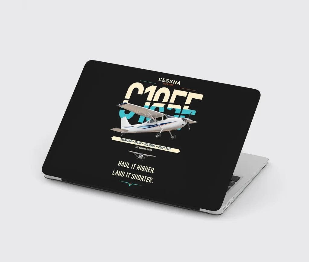 Cessna A185F Skywagon design on black MacBook case