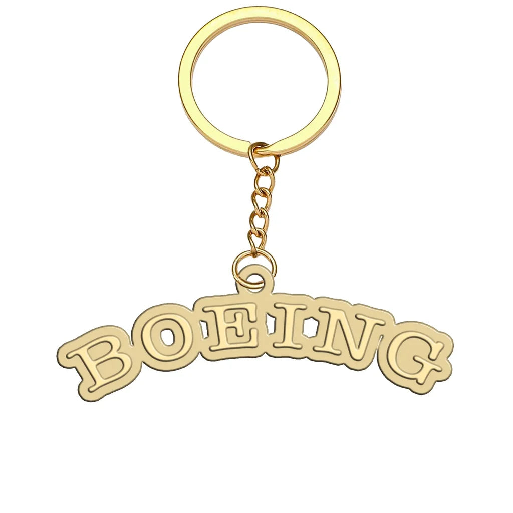 Special BOEING Text aviation hollow key chain in polished alloy.