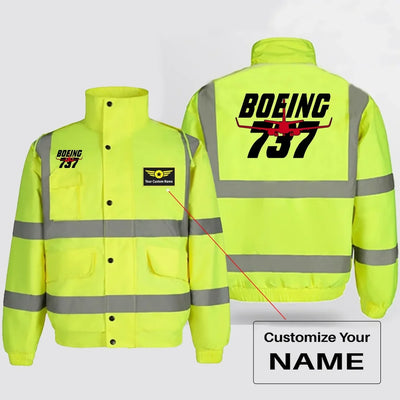 Amazing Boeing 737 aviation design printed on insulated shell with high-visibility reflective panels reflective winter jacket.