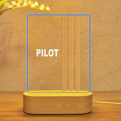 PILOT & Epaulettes 3 Lines aviation design on premium acrylic with LED 3D night lamp.