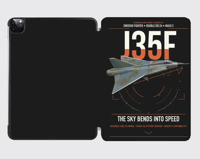 Saab J 35F Draken design on black ipad tablet case
