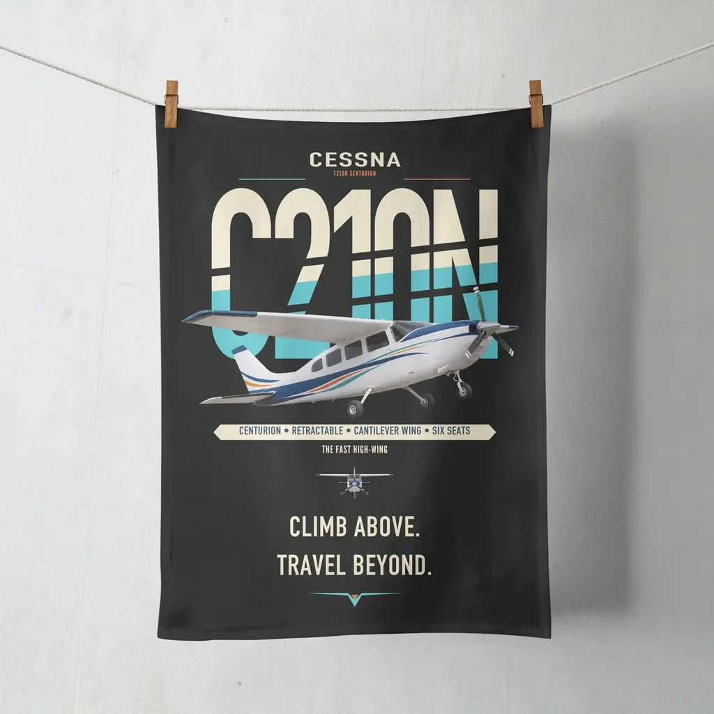 Cessna T210N Centurion design on black towel