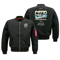 Thumbnail for Cessna 177B Cardinal design on black bomber jacket, double-side print