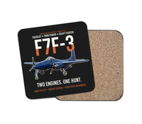 Thumbnail for F7F-3 Tigercat Two Engines One Hunt design on black 1 piece coaster