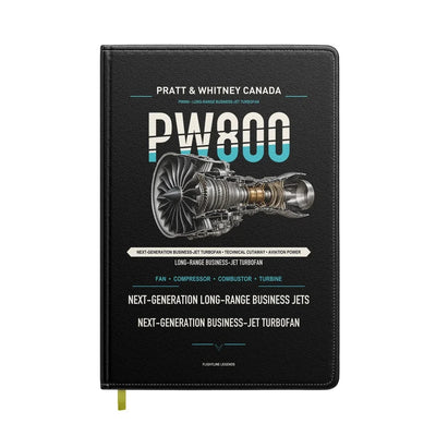 PW800 design on black notebook