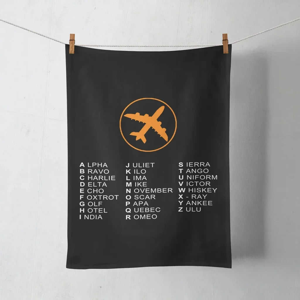 Aviation Alphabet 2 aviation design on soft absorbent cotton towel.