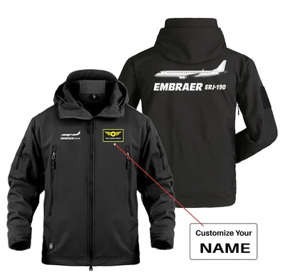 The Embraer ERJ-190 Military Jackets (Customizable) aviation design printed on heavy cotton shell with field-style pockets mi.