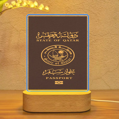 Qatar Passport aviation themed night lamp, premium acrylic with LED.