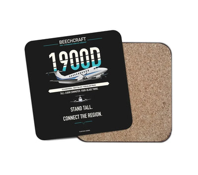 Beechcraft 1900D design on black 1 piece coaster