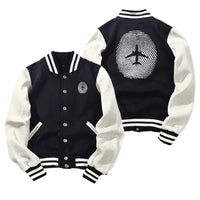 Thumbnail for Aviation Finger Print Baseball Style aviation design printed on two-tone shell with ribbed cuffs baseball jacket.