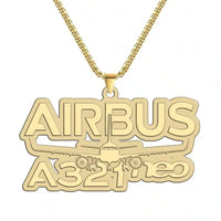 Thumbnail for Amazing Airbus A321neoDesigned aviation-themed hollow necklace, polished metal.
