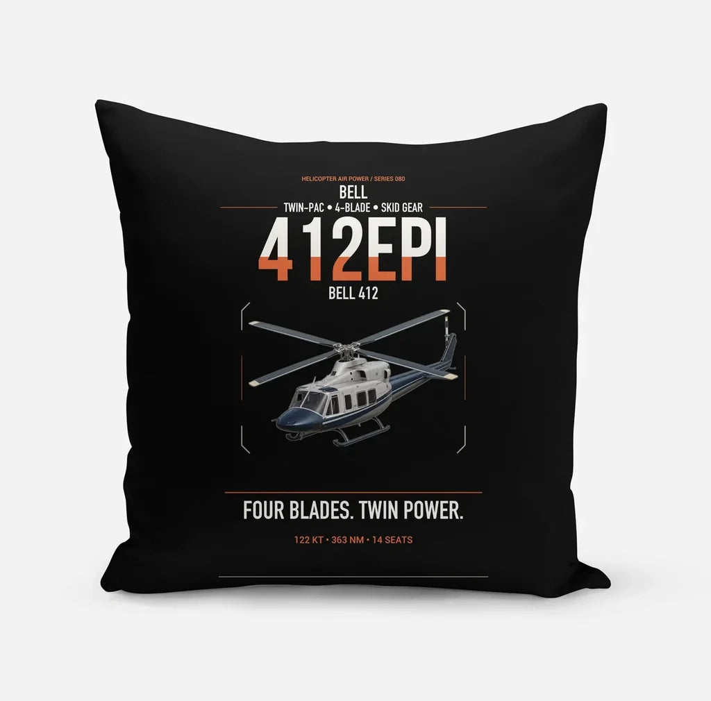 Bell 412EPI design on black pillow
