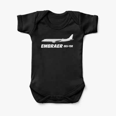 The Embraer ERJ-190 aviation print on kids gentle cotton bodysuit.