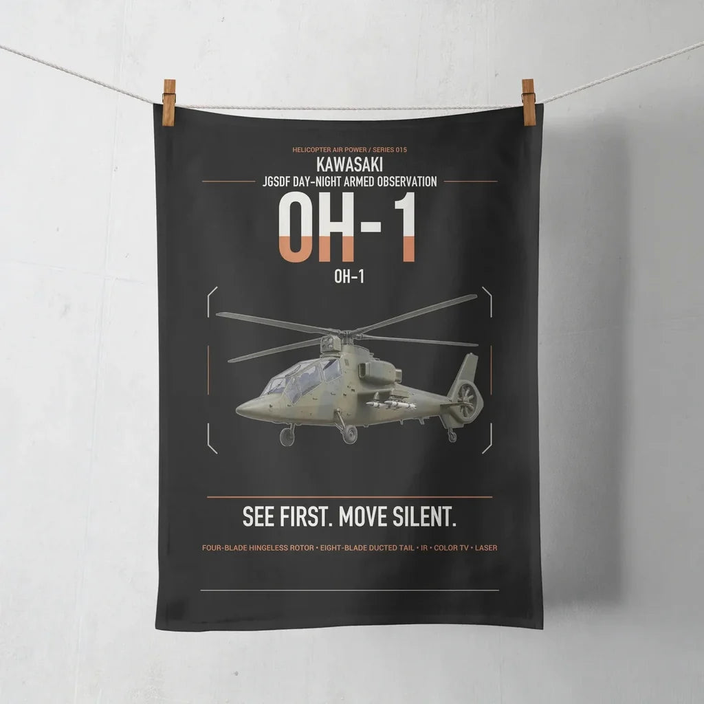 Kawasaki OH-1 design on black towel