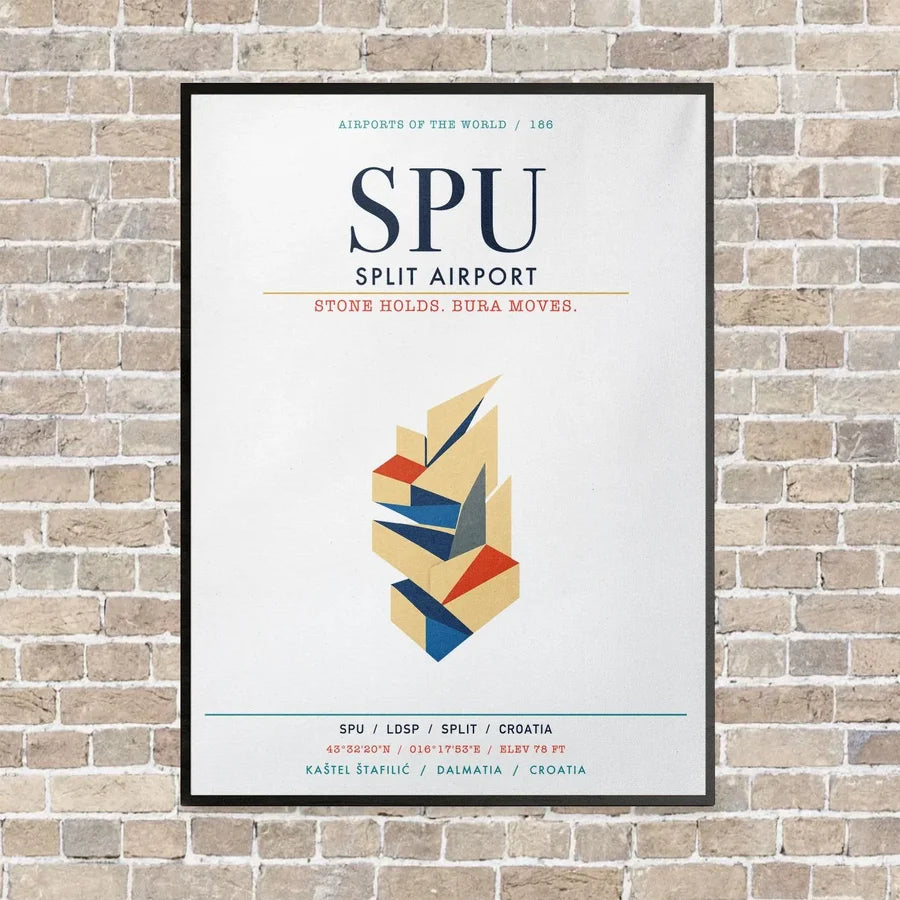 Split Airport SPU vertical canvas print - framed - white background