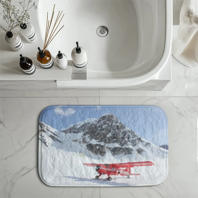 Amazing Snow aviation design on soft absorbent fabric with non-slip backing bath mat.