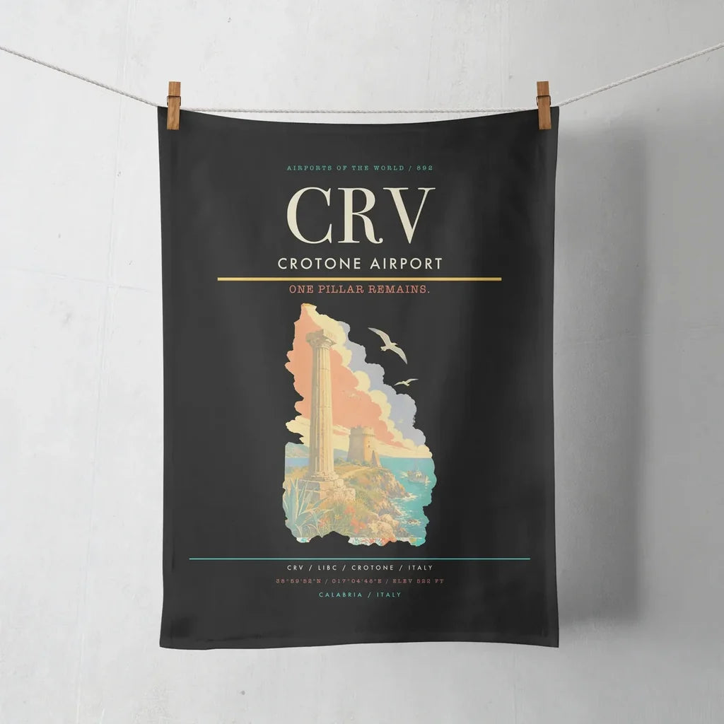 Crotone Airport (CRV) design on black towel