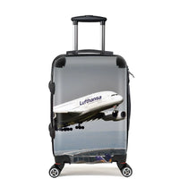 Thumbnail for Departing Lufthansa's A380 Cabin Size aviation design luggage, durable shell construction.