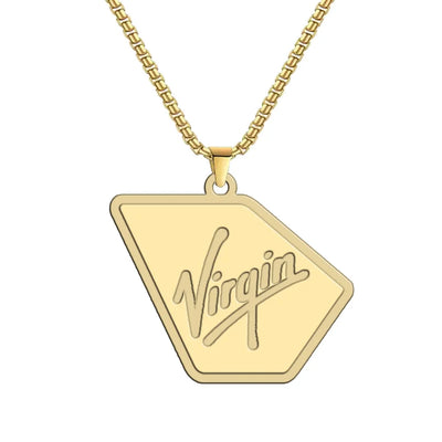 Virgin Atlantic Airlines aviation-themed hollow necklace, polished metal.