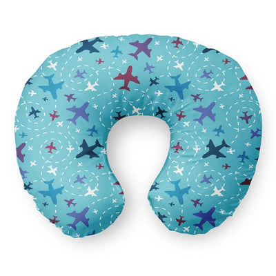 Love of Travel with Aircraft Travel & Boppy aviation design on memory foam with soft cover travel pillow.