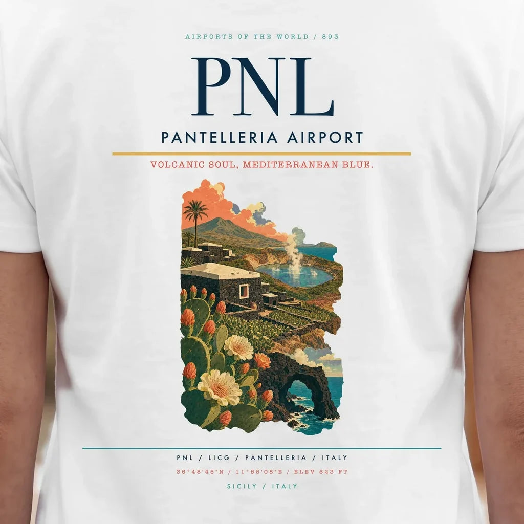 Pantelleria Airport (PNL) double-side t-shirt design close-up cover