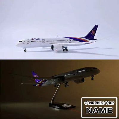 Side view of Thai Airlines Boeing 787 Airplane Model (1/130 Scale) aviation LED model airplane in diecast metal with LED ligh.