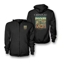 Thumbnail for CHISINAU - Poster - Zipped Hoodie - Black