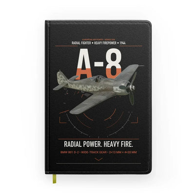 Focke-Wulf Fw 190A-8 design on black notebook