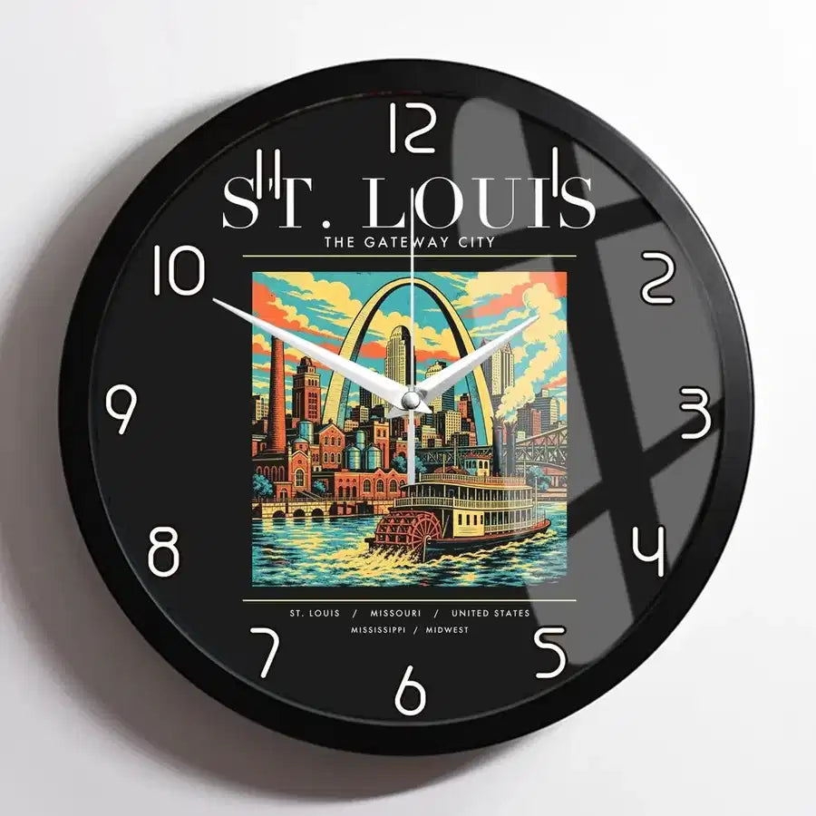 ST. LOUIS - Poster - Wall Clock Framed - Black