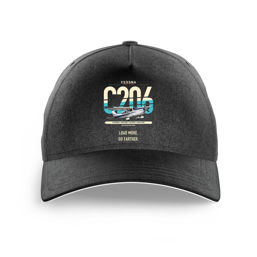 Cessna 206 Stationair design on black printed hat