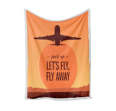 Let's Fly Away Bed Blankets & aviation print on soft fleece blanket.