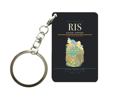 Rishiri Airport (RIS) design on black key chain