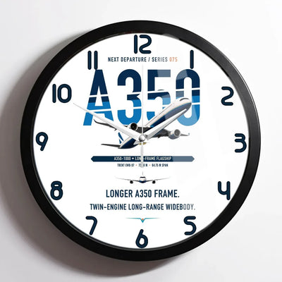 Airbus A350-1000 design on white framed wall clock