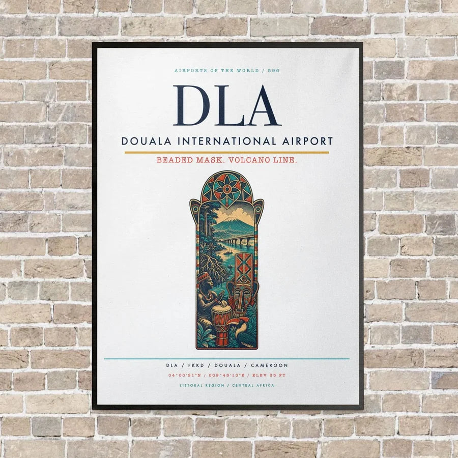 Douala International Airport DLA vertical canvas print - framed - white background