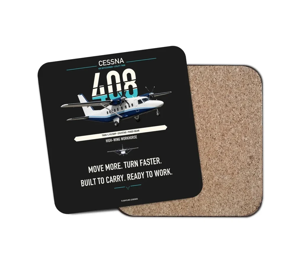 Cessna 408 SkyCourier design on black 1 piece coaster