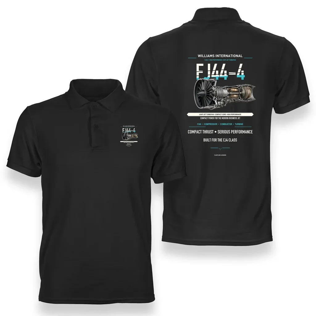 FJ44-4 design on black polo