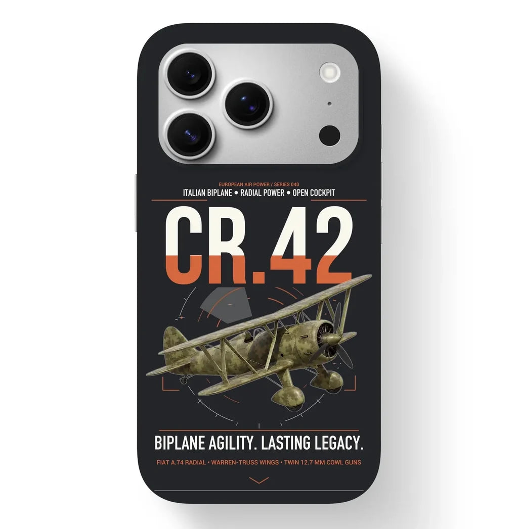Fiat CR.42 Falco design on black magsafe iphone case, for iPhone 17 Pro