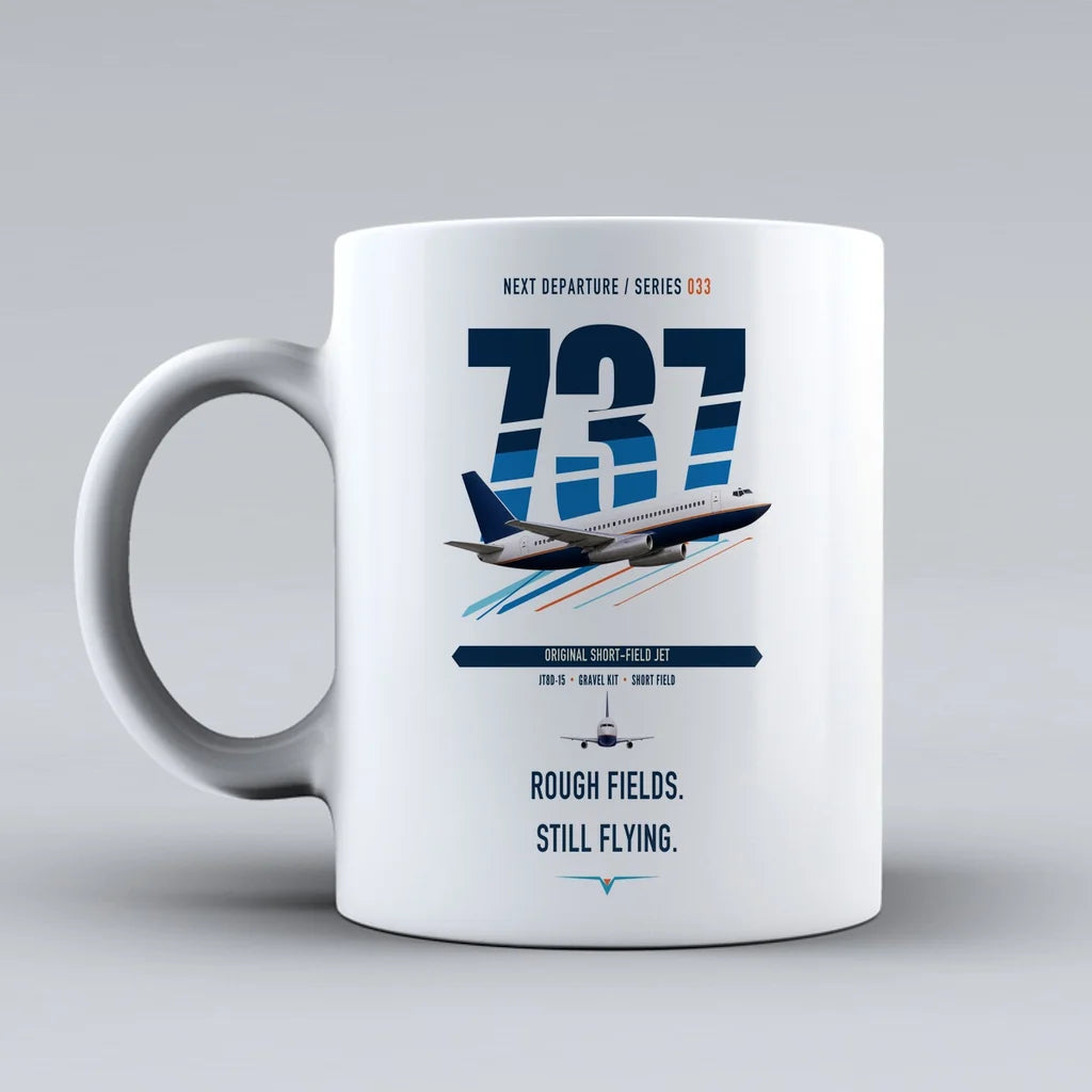 Boeing 737-200 double-side print on white ceramic mug